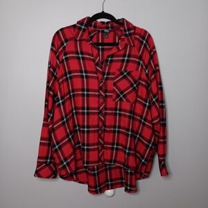 Wild Fable red and black oversized flannel button down shirt
